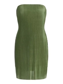 SHEIN SXY Summer Solid Backless Satin Tube Dress,Prom Dress