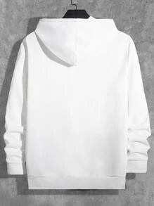 Manfinity Men Floral & Letter Graphic Drawstring Hoodie - White - View 2