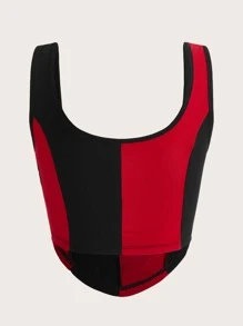 SHEIN EZwear Hơn Chim & Đồ họa Chữ cái Khối màu Viền không đối xứng Áo ba lỗ - Nhiều màu - Xem 2