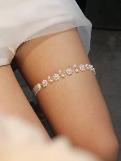 Faux Pearl Decor Bridal Garter Belt For Wedding For Bride