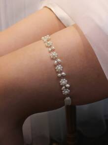 Faux Pearl Decor Bridal Garter Belt For Wedding For Bride