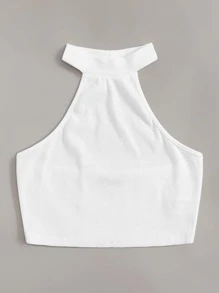 Muchica 羅紋針織短版繞脖上衣 - 白色 - 查看 6