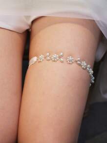 Faux Pearl Decor Bridal Garter Belt For Wedding For Bride