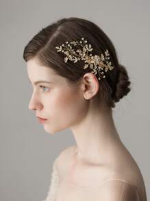 Rhinestone Chi tiết Mũ nón cô dâu - Vàng - Xem 7