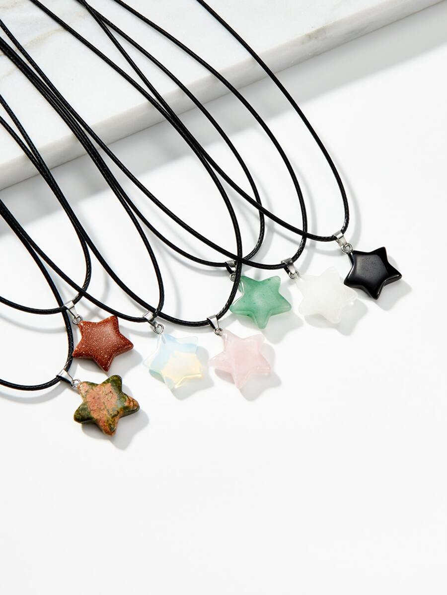 7pcs Star Pendant Necklace - Multicolor - View 1
