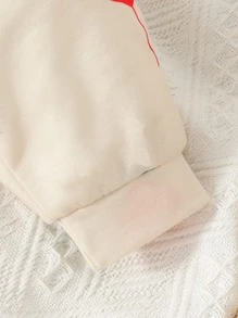 嬰兒嬰兒愛心圖案衛衣和衛褲 - 杏色 - 查看 4