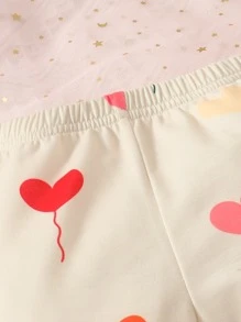 嬰兒嬰兒愛心圖案衛衣和衛褲 - 杏色 - 查看 5