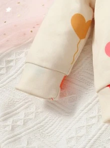 嬰兒嬰兒愛心圖案衛衣和衛褲 - 杏色 - 查看 6