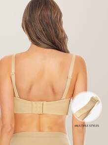 Solid Push up Underwire Bra - Apricot - View 3