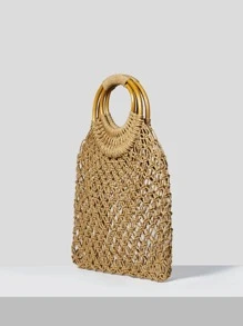 SHEIN VCAY Hollow Out Straw Bag - Brown - View 6