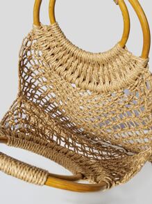 SHEIN VCAY Hollow Out Straw Bag - Brown - View 7