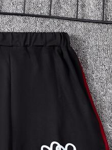 SHEIN Tween Girl Heart Print Tee & Contrast Binding Shorts - Multicolor - View 4