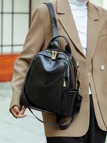 極簡風格功能背包 - 黑色 - 查看 6