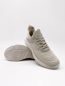 Men Lace-up Front Running Shoes - Beige - View 3