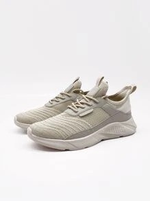 Men Lace-up Front Running Shoes - Beige - View 4