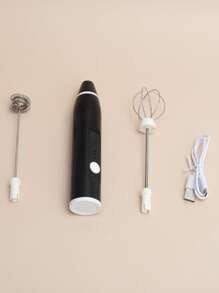 1pc Portable Electric Milk Frother - Black - View 2