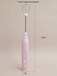 1pc Rechargeable Electric Milk Frother, Adjustable Plastic Electric Whisk For Household - Pink - View 3
