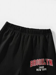 SHEIN Girls Letter Graphic Tank Top & Joggers - Black - View 5