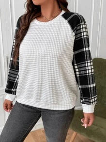 Sudadera de cuadros de manga raglán - Blanco - Ver 7