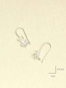 Random Bead Decor Hoop Earrings - White - View 3