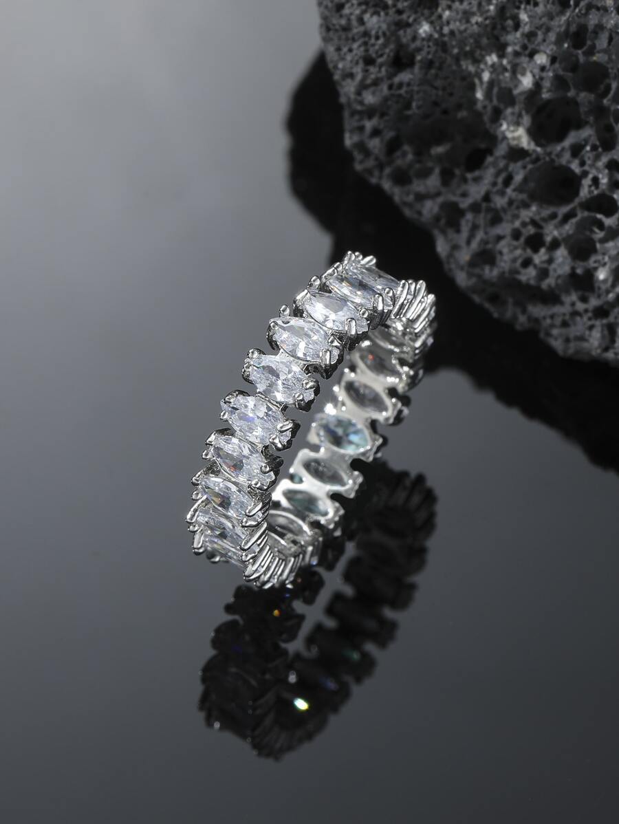 1 Piece CZ Finger Ring For Men White Gold Color Luxury Elegant Women Accessory Daily Wear Party Modern Jewelry