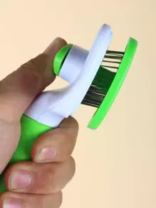 1入組雙色寵物梳子 - 綠色 - 查看 2