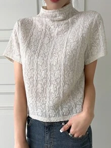 DAZY Blusa de cuello alto sólido Carnaval - Blanco - Ver 3