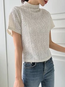 DAZY Blusa de cuello alto sólido Carnaval - Blanco - Ver 4