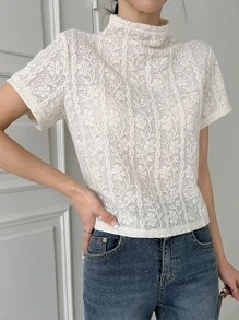 DAZY Blusa de cuello alto sólido Carnaval - Blanco - Ver 5