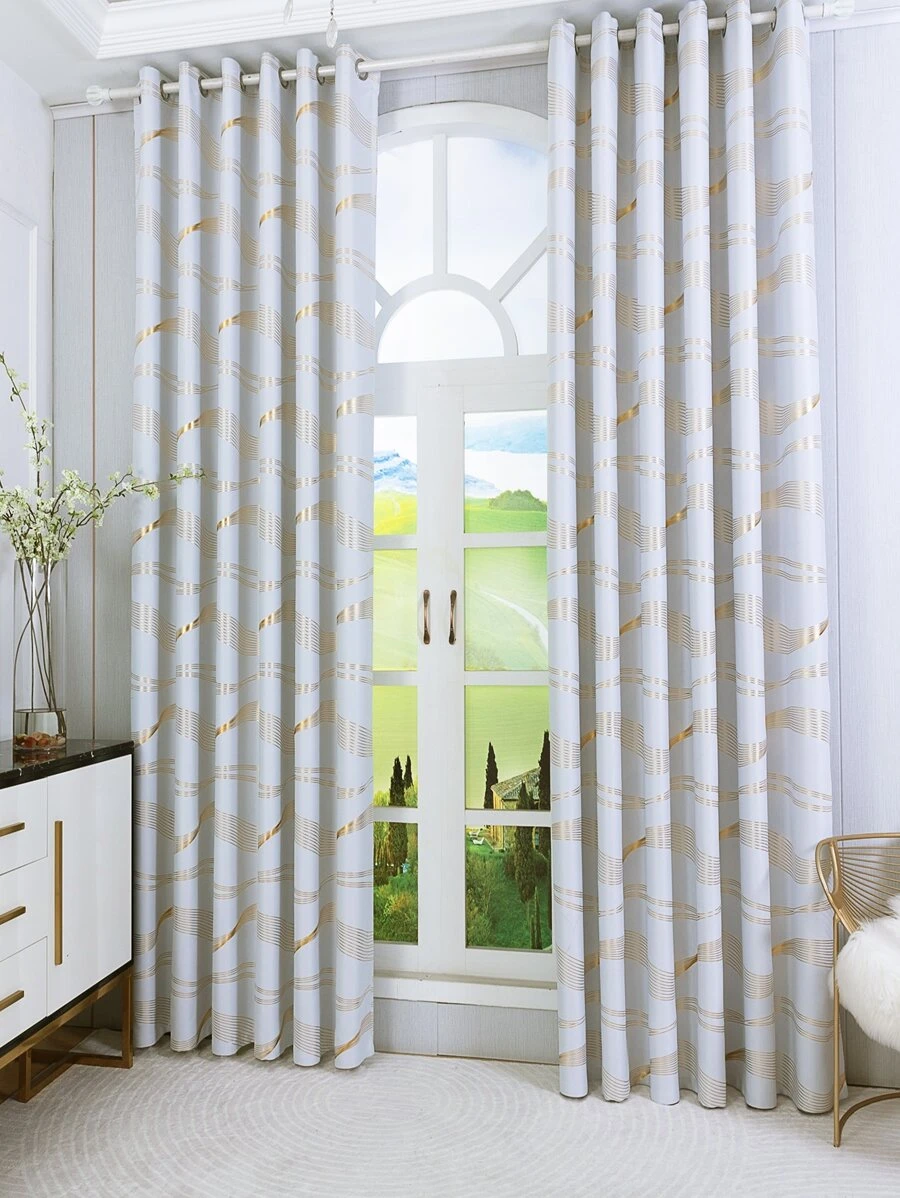 金屬質感波浪樣式單片窗簾 - 彩色 - 查看 1