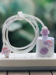 5入組1.4米卡通雲朵設計數據線圍裹保護裝置