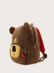 男孩背包卡通學校設計 - 咖啡棕 - 查看 4