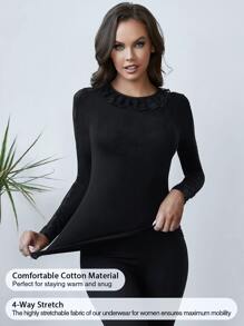 Ropa interior térmica con encaje de espalda con abertura de ojo - Negro - Ver 3