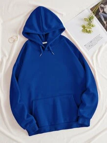 SHEIN EZwear Quần áo thể thao nữ Túi Dây kéo Lá thư Giải trí - Xanh đậm - Xem 2