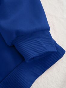 SHEIN EZwear Quần áo thể thao nữ Túi Dây kéo Lá thư Giải trí - Xanh đậm - Xem 4