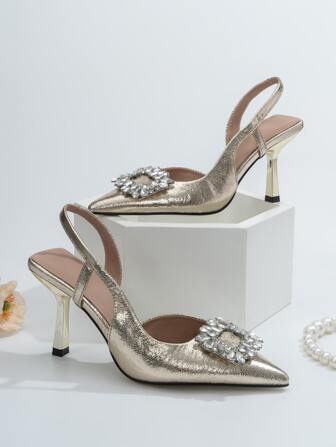 SVRM รองเท้าแตะส้นสูงสีดำสำหรับผู้หญิงแฟชั่นฤดูใบไม้ร่วง/ฤดูหนาว 2025 ประดับโบว์และพลอยเทียม หัวแหลม, สง่างาม, รองเท้าส้นสูงสำหรับผู้หญิง, สง่างาม, ชุดปาร์ตี้