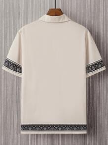 Manfinity RSRT Men Geo Print Shirt Without Tee, Short Sleeve Button Up Collar Graphic Shirt - Apricot - View 2