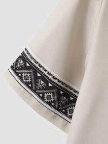 Manfinity RSRT Men Geo Print Shirt Without Tee, Short Sleeve Button Up Collar Graphic Shirt - Apricot - View 3