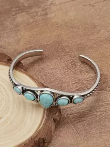 Pulsera abierta con diseño de turquesa - Multicolor - Ver 1