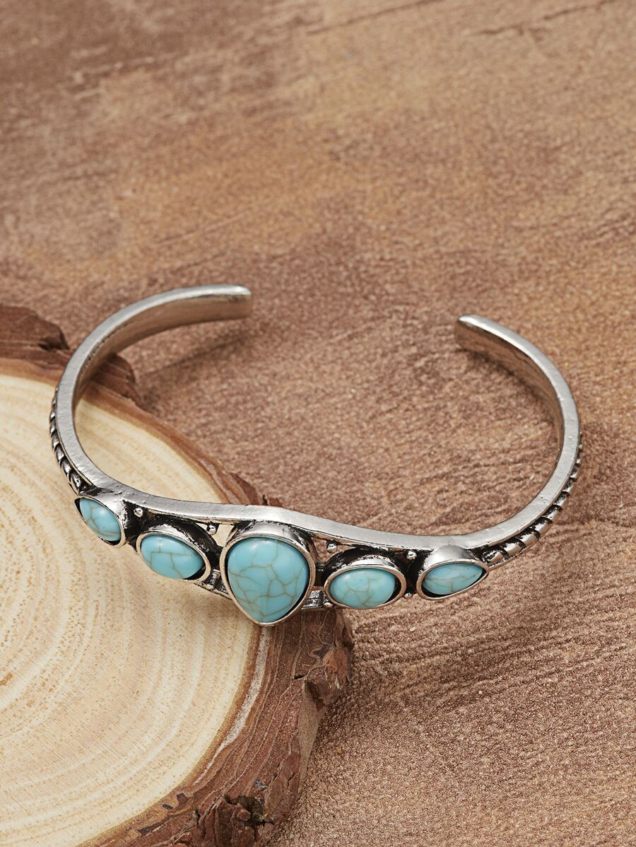 Pulsera abierta con diseño de turquesa - Multicolor - Ver 1