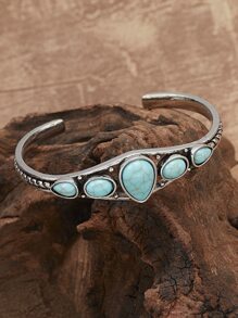 Pulsera abierta con diseño de turquesa - Multicolor - Ver 2