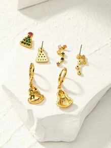 3 pares Pendientes sombrero de Navidad - Multicolor - Ver 4