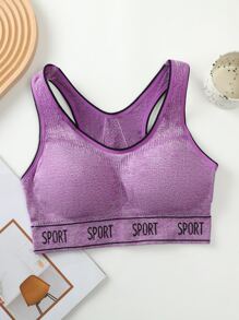 Girls Letter Graphic Wireless Bra - Purple - View 1