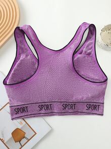 Girls Letter Graphic Wireless Bra - Purple - View 2