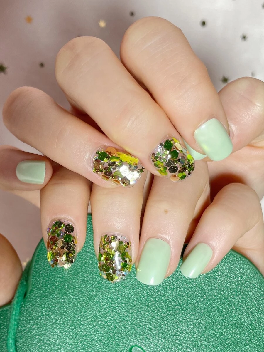 24pcs Short Square Fake Nail & 1pc Nail File & 1sheet Tape - Multicolor - View 1