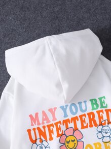 Girls Floral & Slogan Graphic Hoodie - White - View 7
