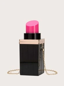 Mini Lipstick Denim Novelty Bag - Hot Pink - View 1