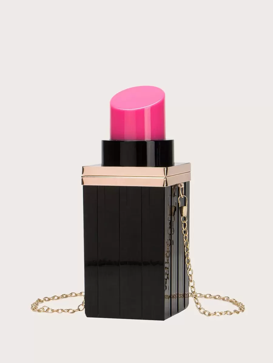 Mini Lipstick Denim Novelty Bag - Hot Pink - View 1