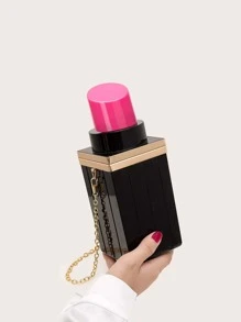 Mini Lipstick Denim Novelty Bag - Hot Pink - View 2