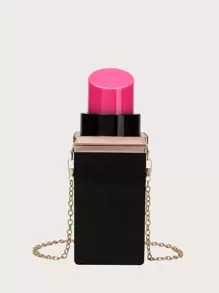 Mini Lipstick Denim Novelty Bag - Hot Pink - View 5